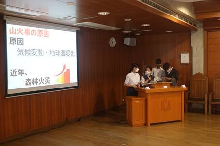 中学3年生　災害に関する課題解決学習の発表会